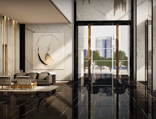 Residential high rise luxury entrance and lift lobby