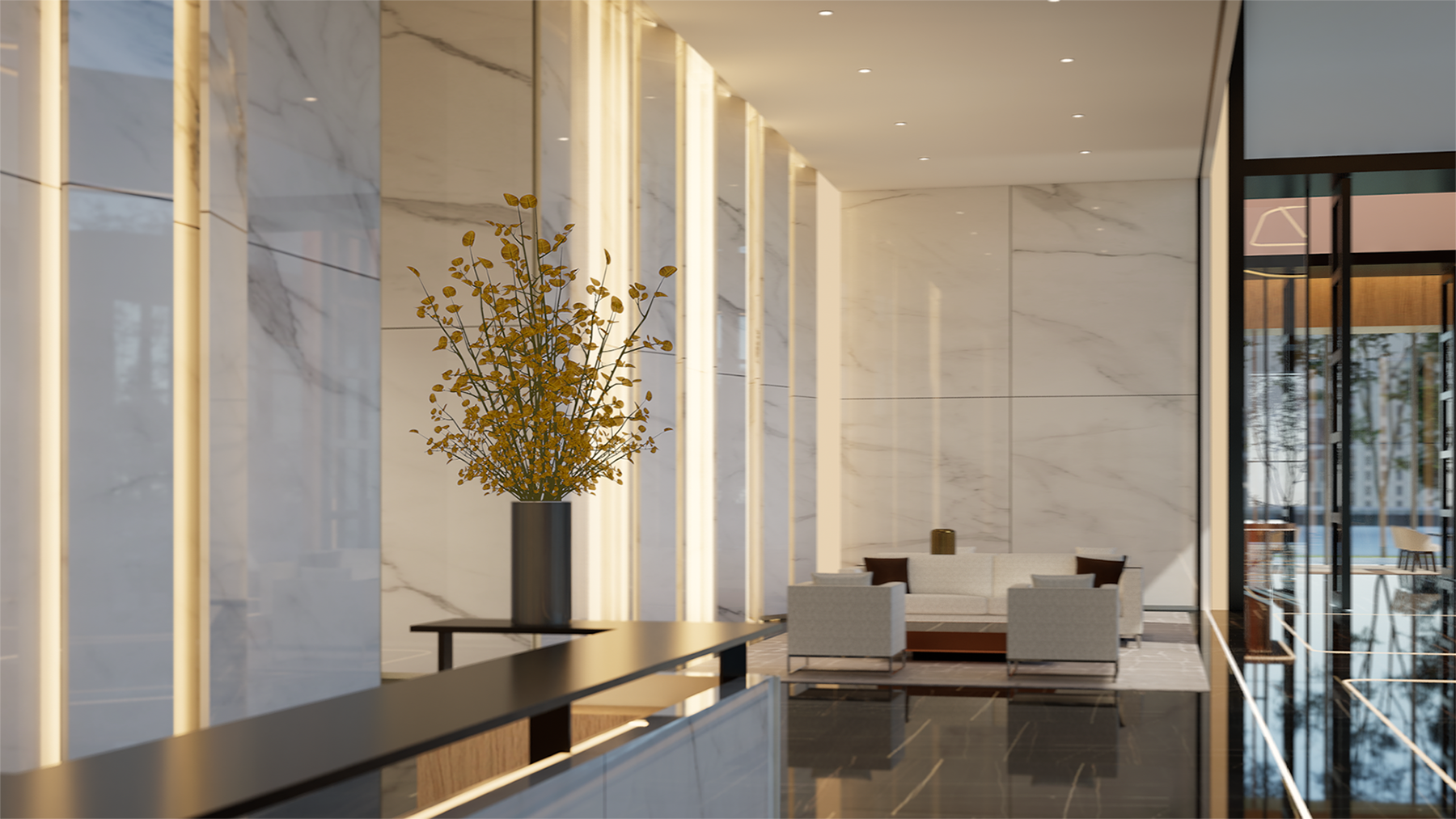 豪华现代高层入口及电梯大堂 #室内设计